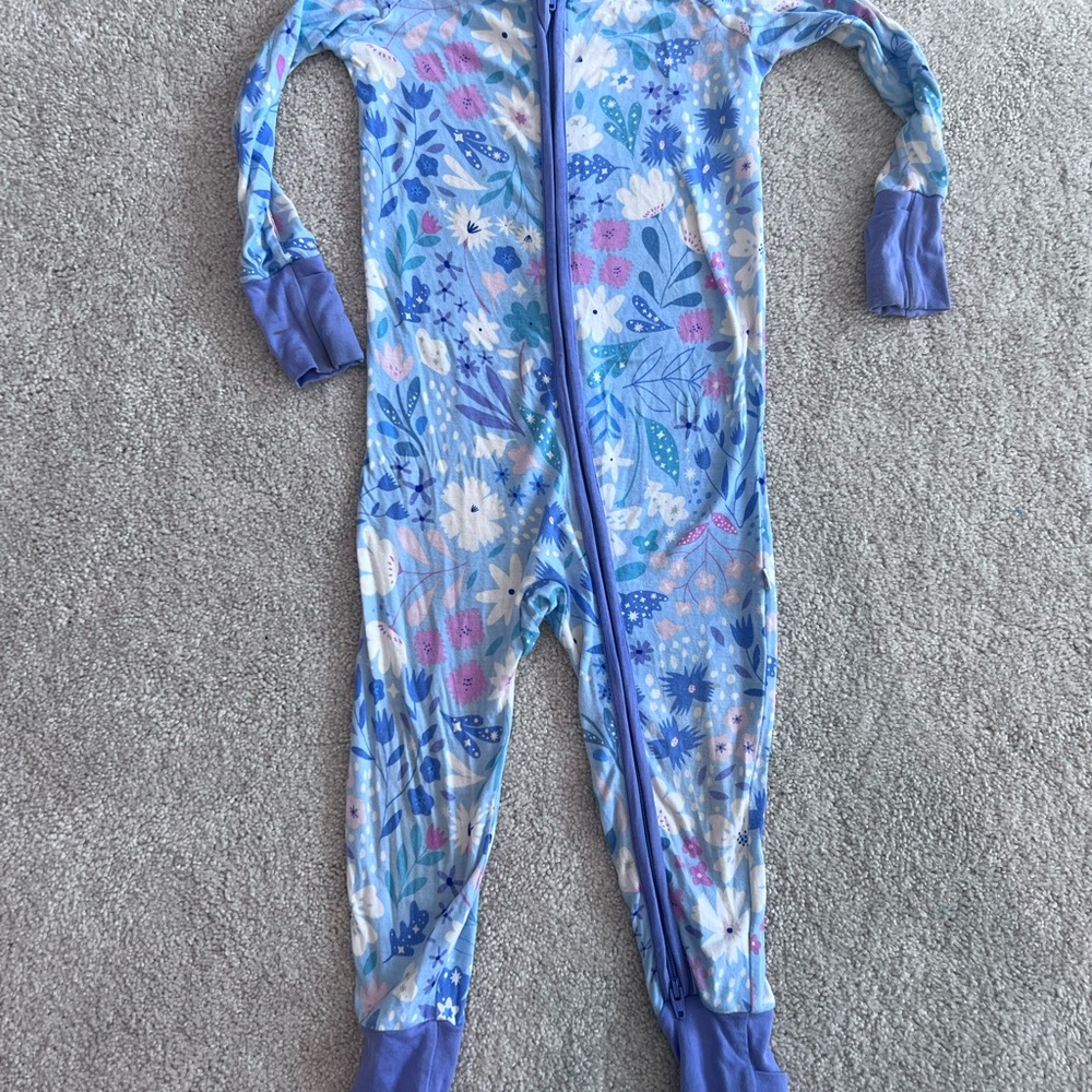 Little Sleepies Floral Blue Kids Onesie